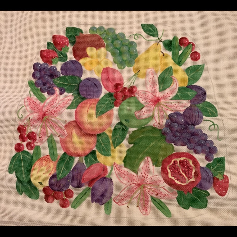 Hand painted needlepoint canvas chair seat cushion by Marmalade Hill: clean new